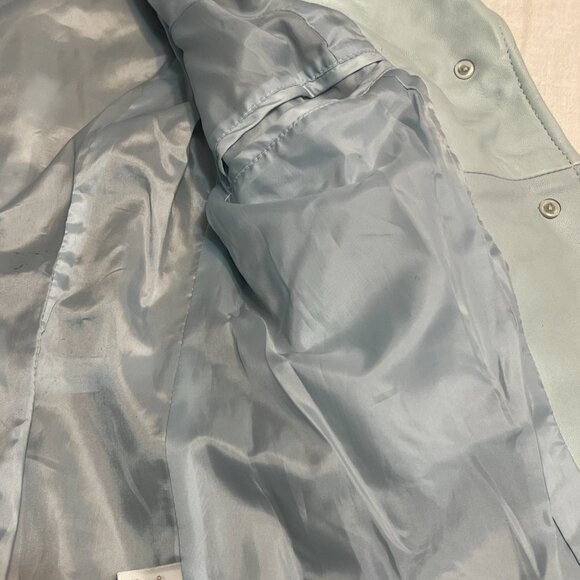 Caslon Women's Genuine Leather Jacket Button Blue Size Small - Picture 7 of 14